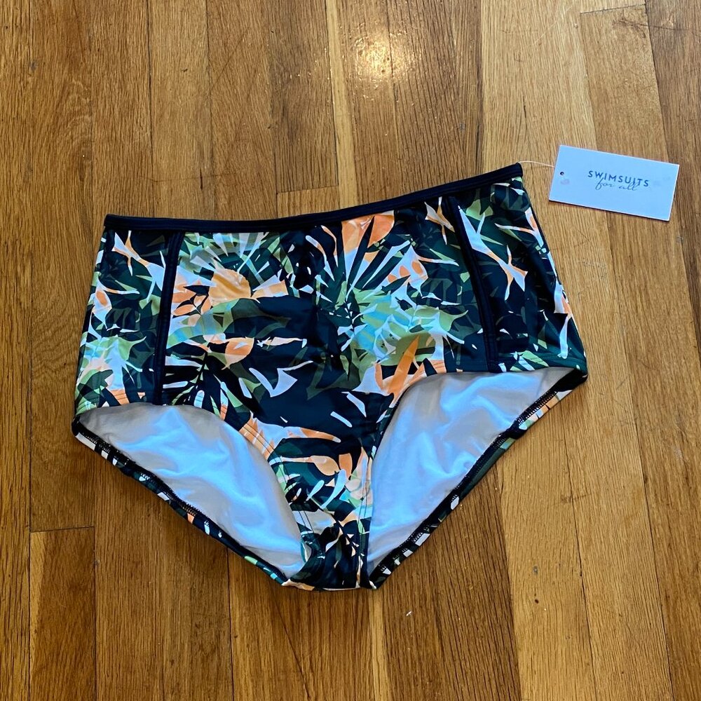 Swimsuits For All Tropical Floral High Waist Bikini Bottom Size 14 NWT